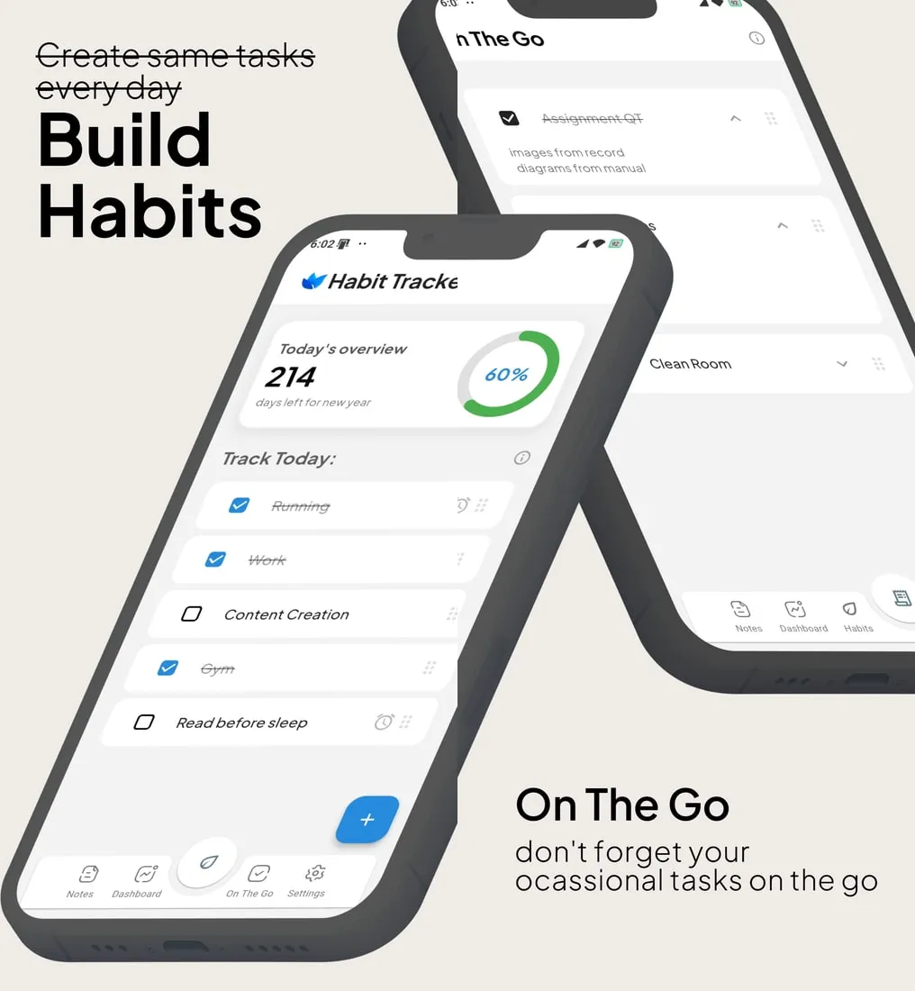 GroFlow habit tracker and On The Go tasks