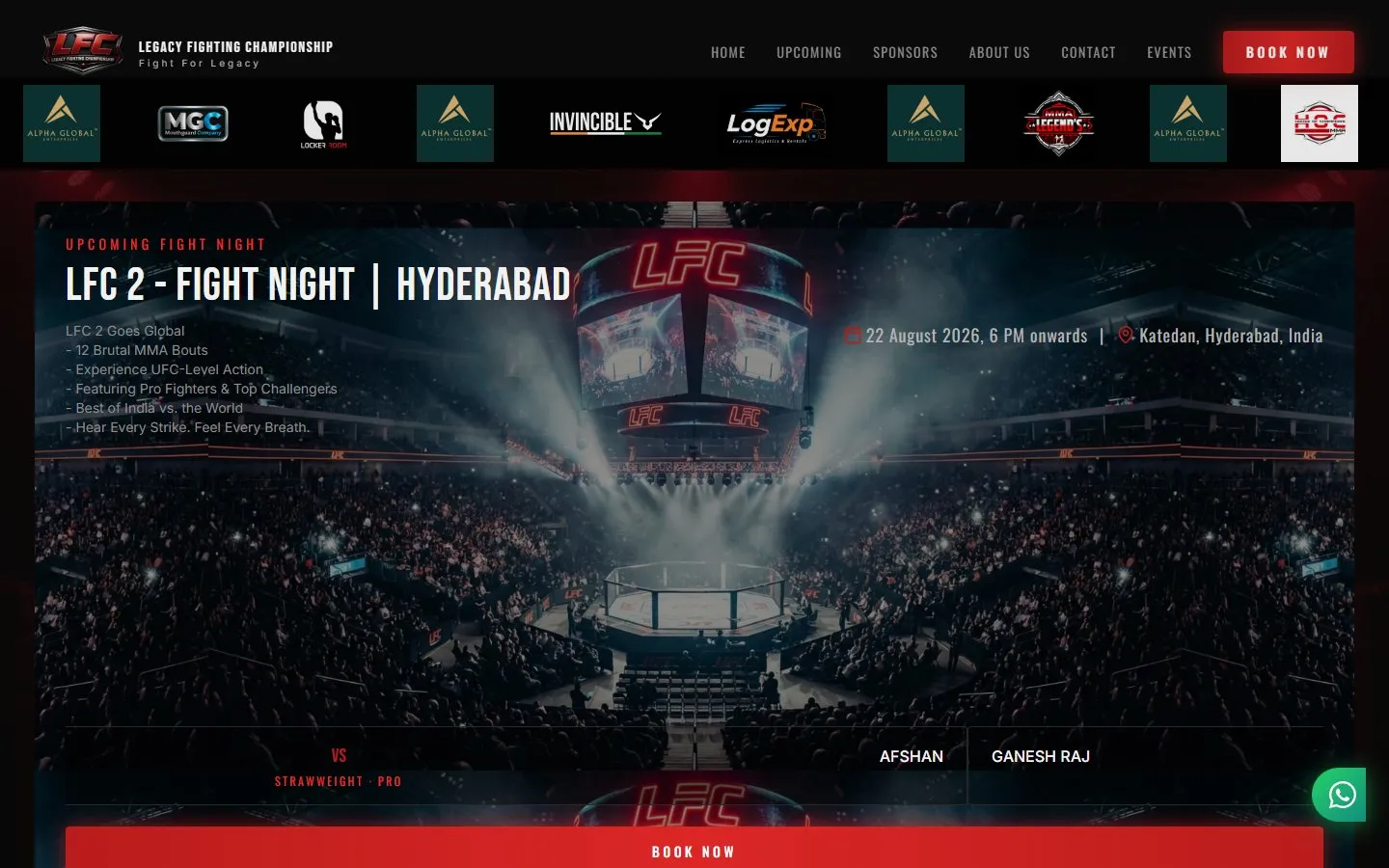 Legacy Fighting Championship home page