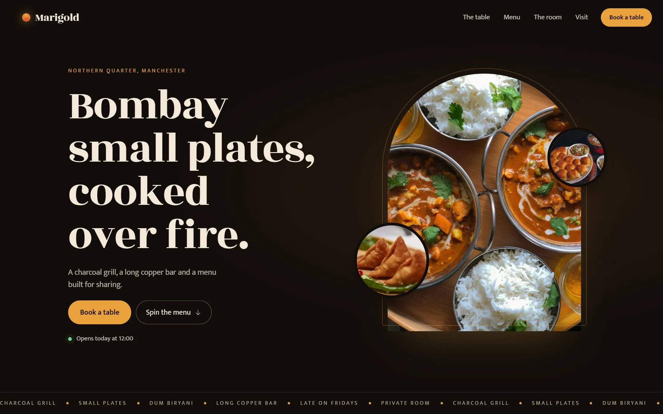Marigold, a restaurant website concept by Burax