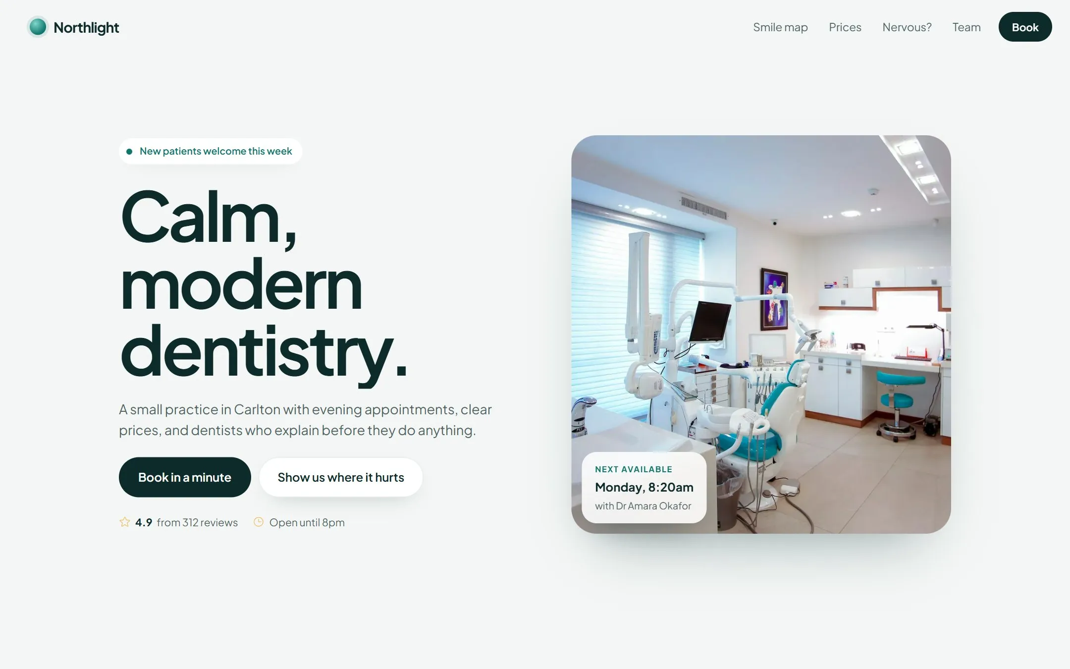Northlight Dental, a dental clinic website concept by Burax