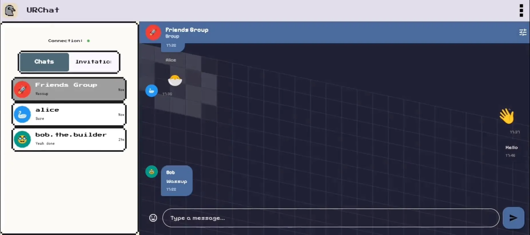 URChat web in the navy theme